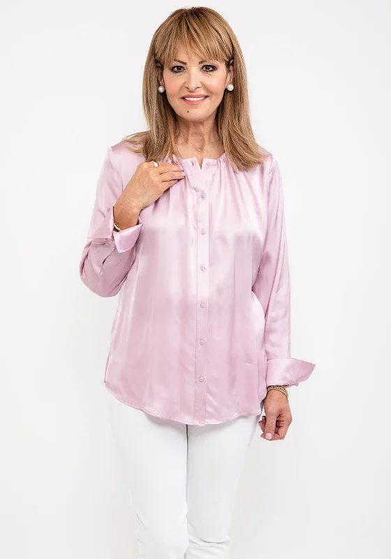 Massive Deal Gerry Weber Satin Pleat Neck Blouse, Pink