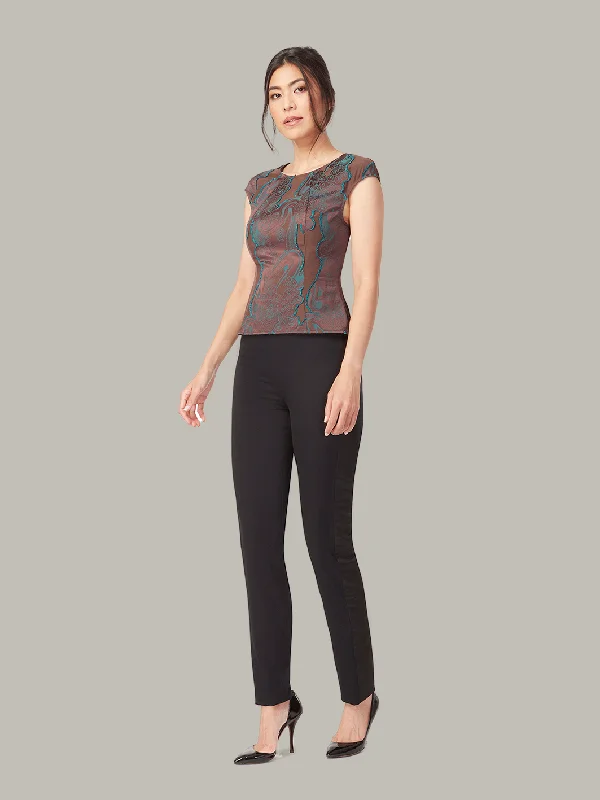 Limited Stock B010 _ SOLIDAGO _ Sculpted Top _ Peacock-Brown