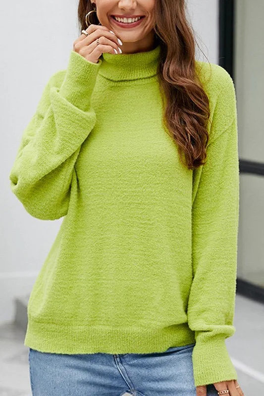 Best Bargains WOMEN BASIC ROLL HIGH NECK PULLOVER SWEATER