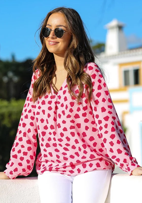 Weekend Savings Sensation Rant & Rave Elana Abstract Print Blouse, Pink & Red