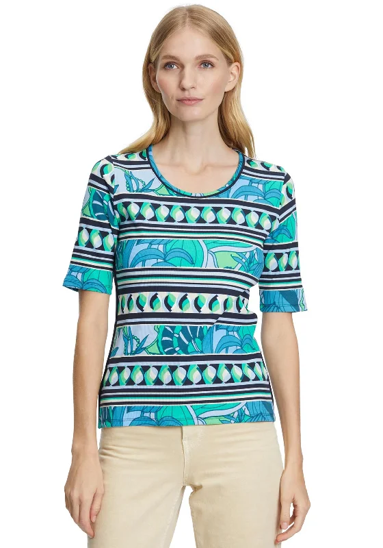 Clearance Sale Betty Barclay Ribbed Panel Print T-Shirt, Multi