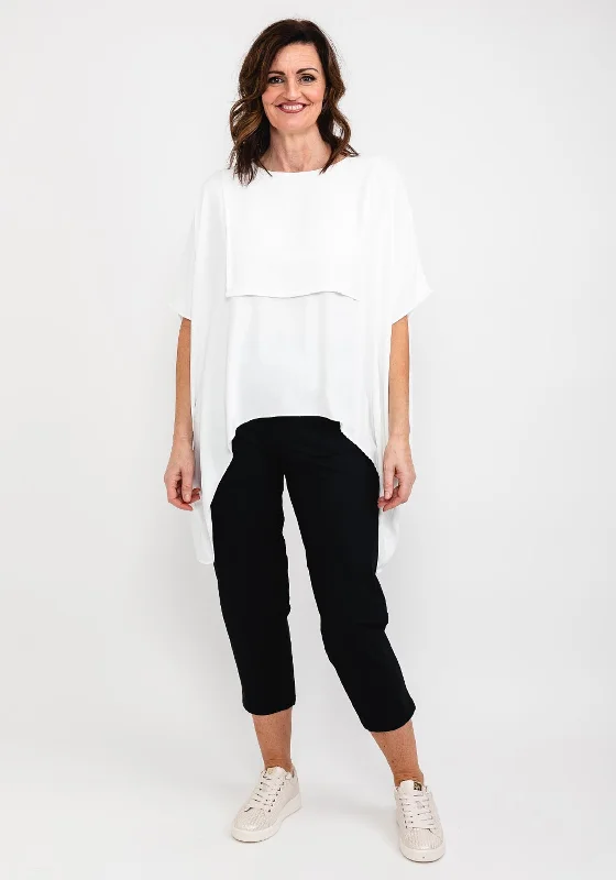 Can't Miss Every Sassy Curved Hem Oversize Top, White