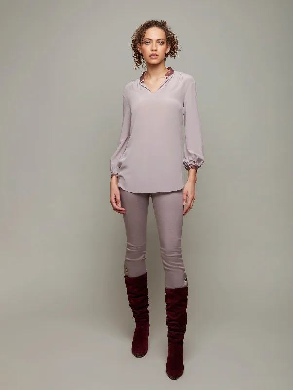Hurry In ZINNIA | Cavalier-Sleeves Silk Blouse